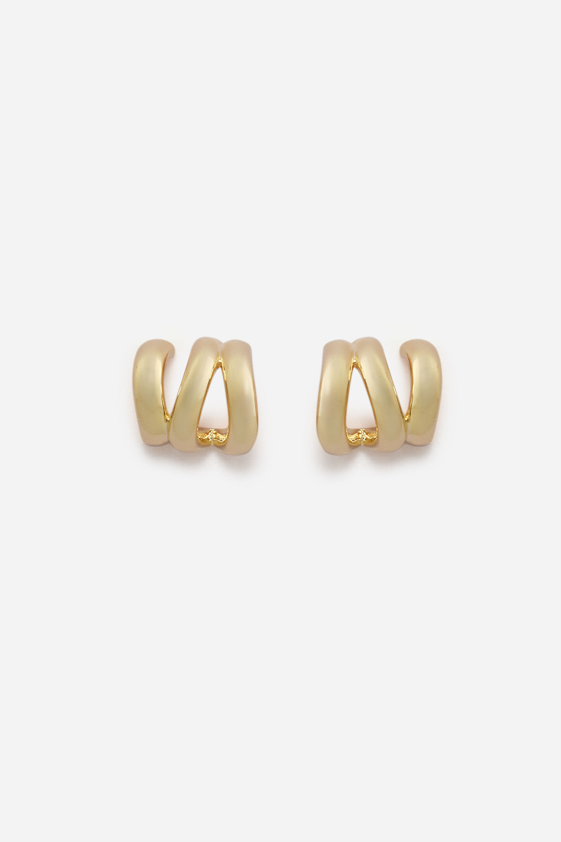 Gold Triple Line Mini Hoops, , image 1